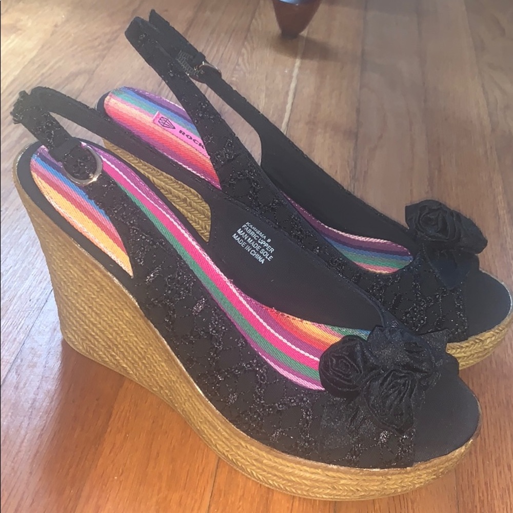 ROCK & CANDY Black Wedge Heels